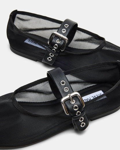 MITSY Black/Black Mary Jane Mesh Ballet Women's Flat Steve Madden BLACK/BLACK