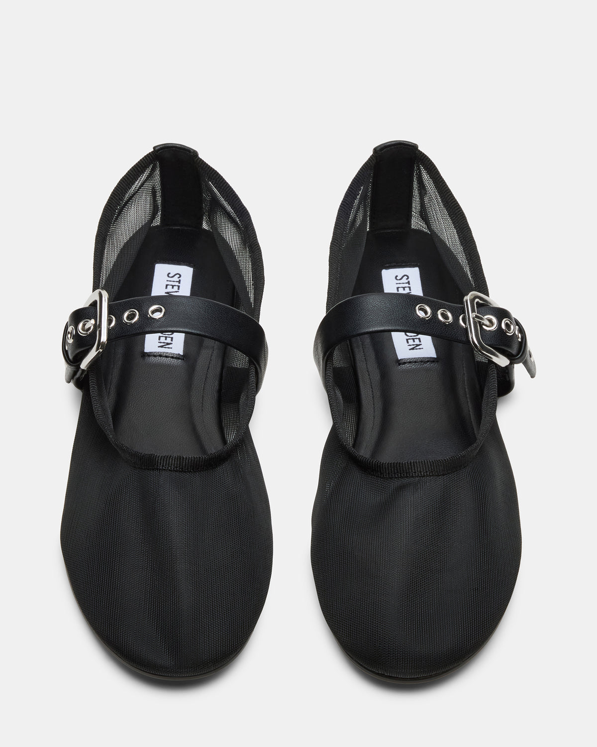MITSY Black/Black Mary Jane Mesh Ballet Women's Flat Steve Madden BLACK/BLACK