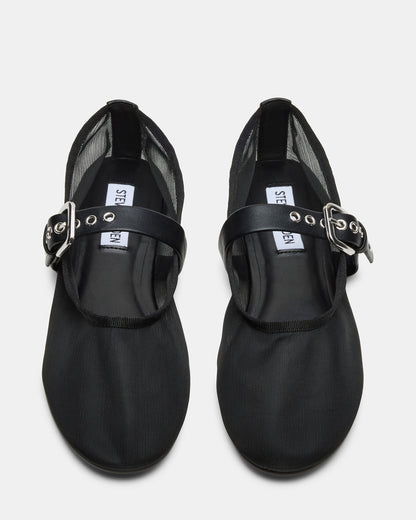 MITSY Black/Black Mary Jane Mesh Ballet Women's Flat Steve Madden BLACK/BLACK