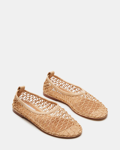 AMBROSIA Tan Women's Net Caged Ballet Flat Steve Madden TAN