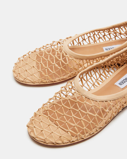 AMBROSIA Tan Women's Net Caged Ballet Flat Steve Madden TAN
