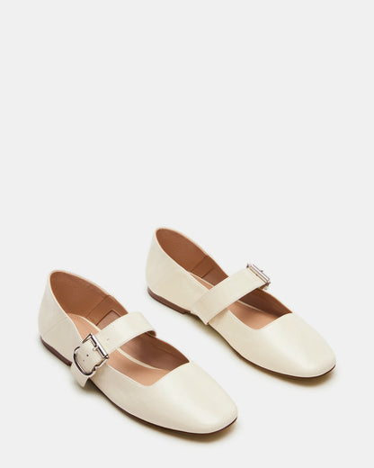 JENNI Bone Leather Women's Square-Toe Mary Jane Ballet Flat Steve Madden BONE LEATHER