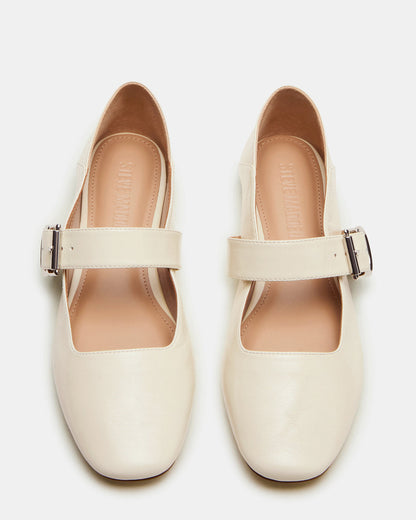 JENNI Bone Leather Women's Square-Toe Mary Jane Ballet Flat Steve Madden BONE LEATHER