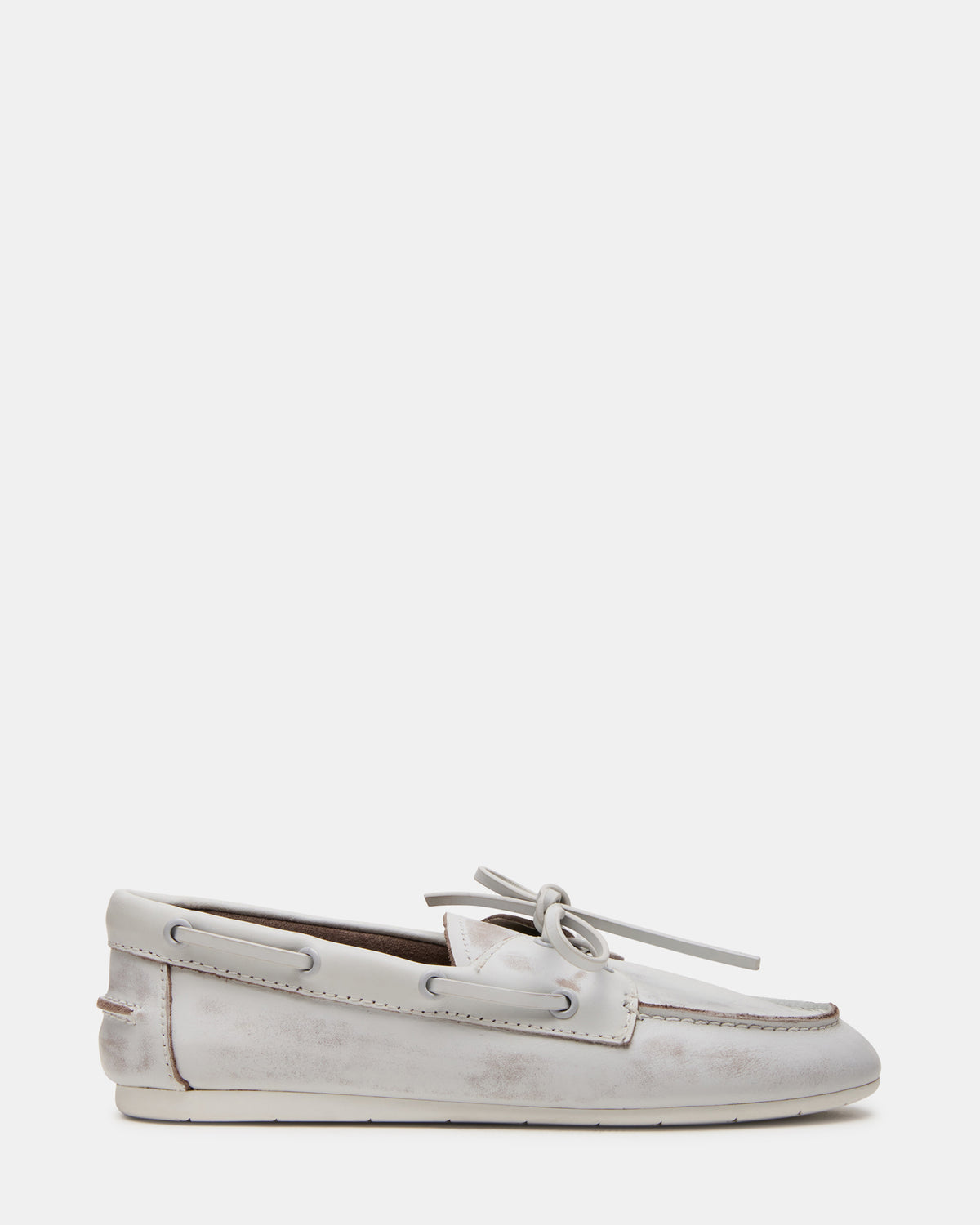 SAG White Leather Women's Boat Shoe Steve Madden WHITE LEATHER