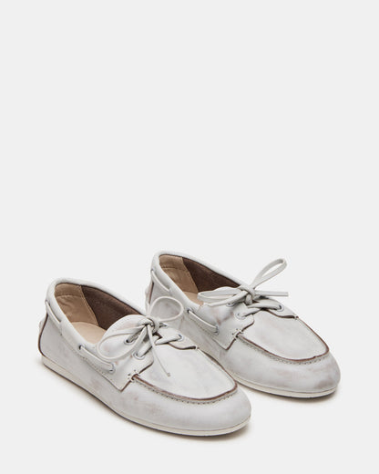 SAG White Leather Women's Boat Shoe Steve Madden WHITE LEATHER