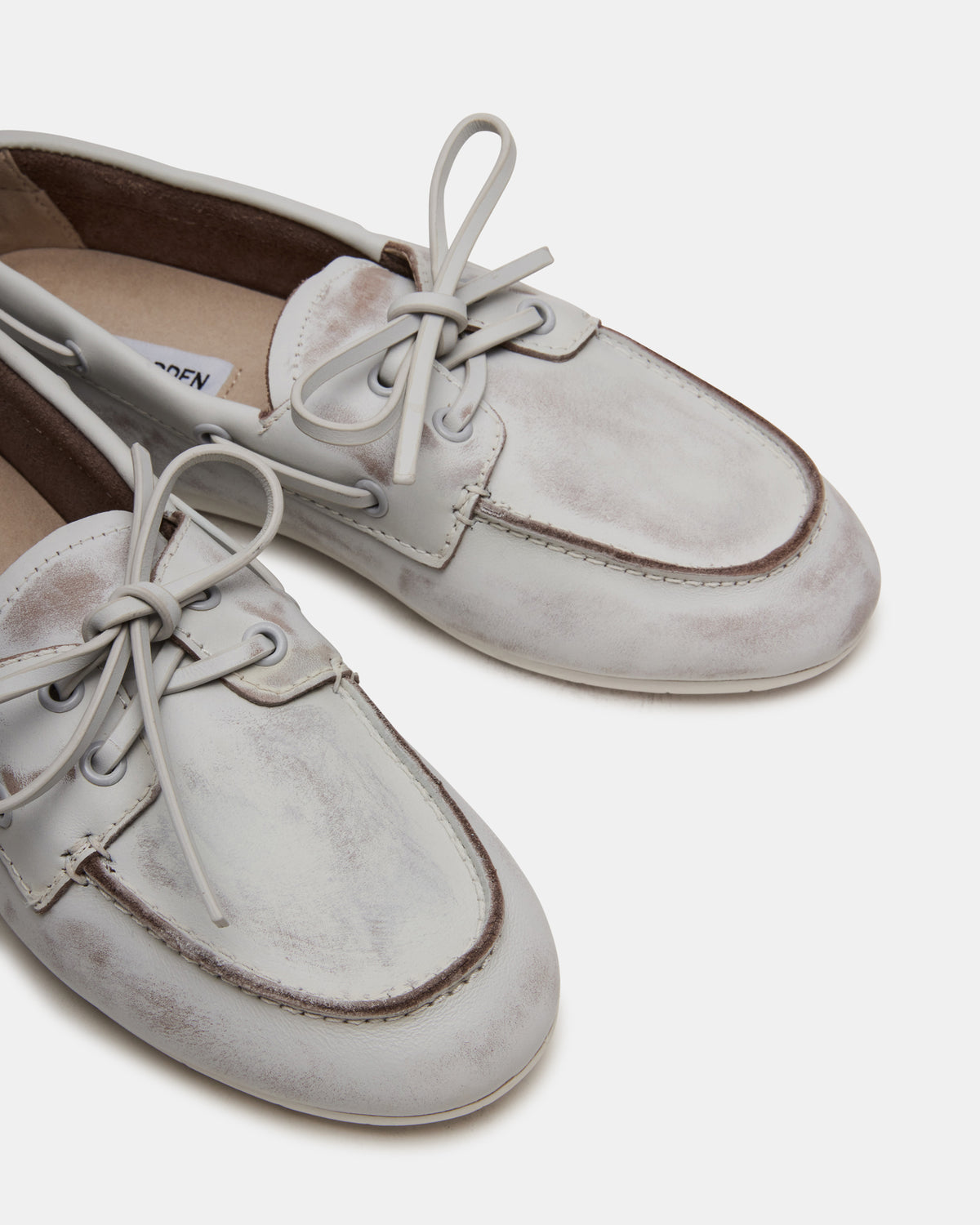 SAG White Leather Women's Boat Shoe Steve Madden WHITE LEATHER