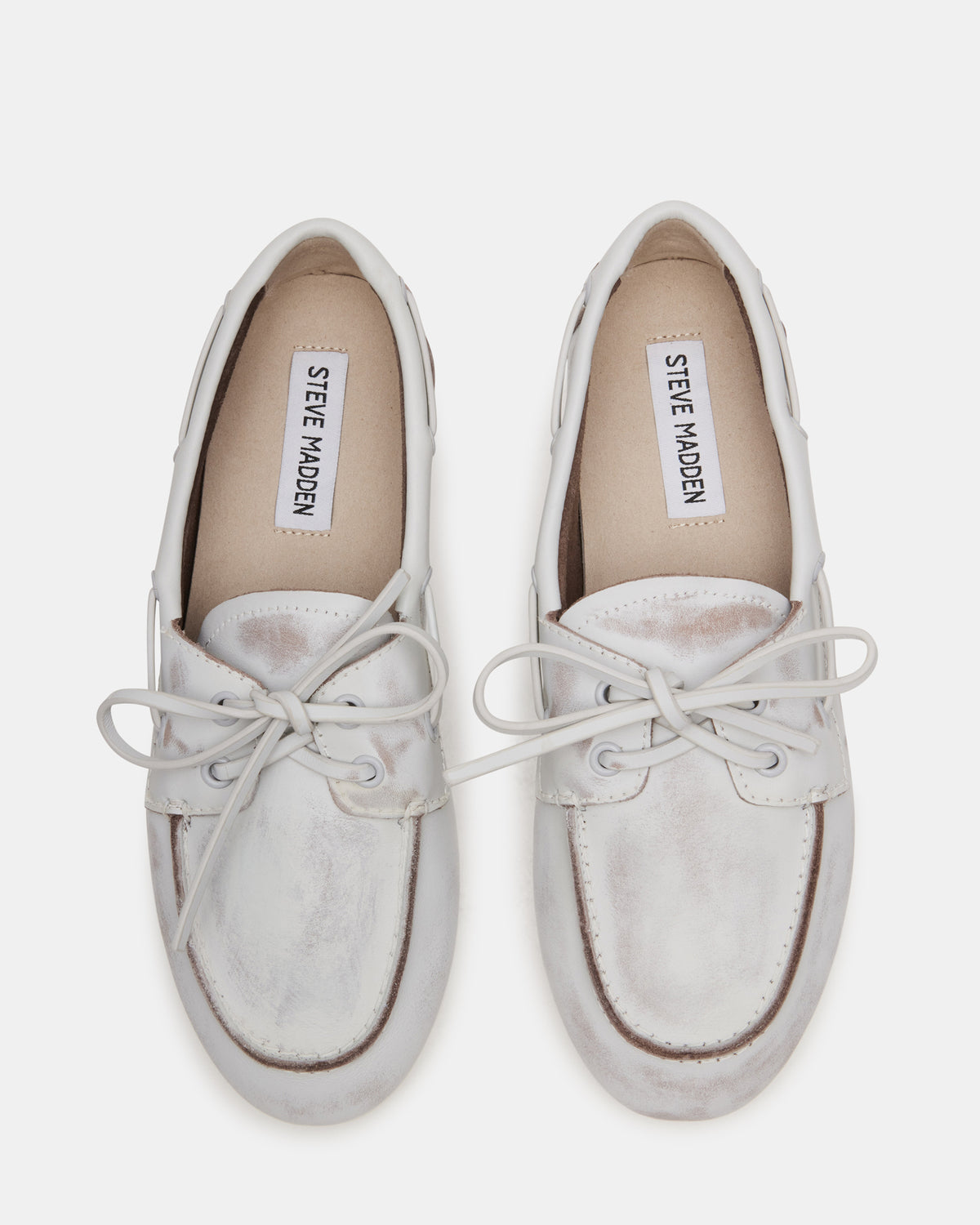 SAG White Leather Women's Boat Shoe Steve Madden WHITE LEATHER