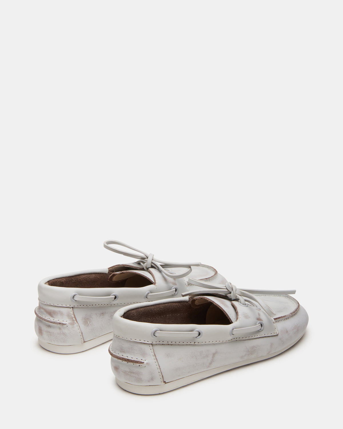 SAG White Leather Women's Boat Shoe Steve Madden WHITE LEATHER