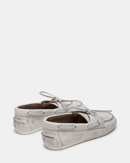 SAG White Leather Women's Boat Shoe Steve Madden WHITE LEATHER