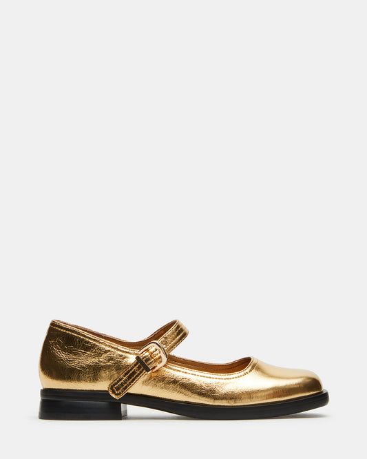 DELANCY Gold Leather Women's Mary Jane Flats Steve Madden GOLD LEATHER