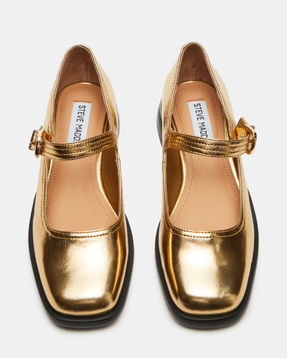 DELANCY Gold Leather Women's Mary Jane Flats Steve Madden GOLD LEATHER