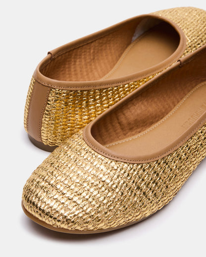MERLOT Gold Raffia Ballet Women's Flat Steve Madden GOLD RAFFIA