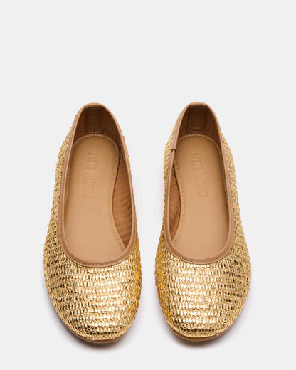 MERLOT Gold Raffia Ballet Women's Flat Steve Madden GOLD RAFFIA