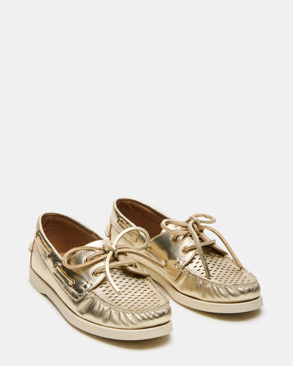 SAIL Gold Leather Flat Loafer | Women's Loafers Steve Madden GOLD LEATHER