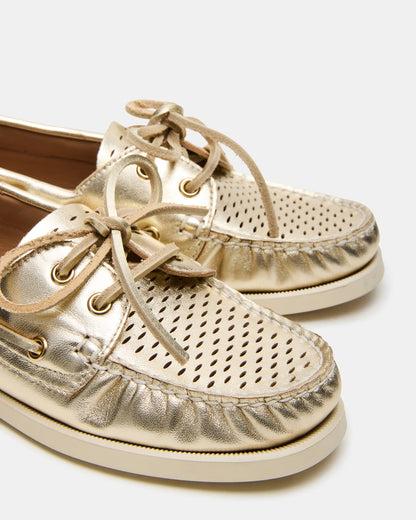 SAIL Gold Leather Flat Loafer | Women's Loafers Steve Madden GOLD LEATHER