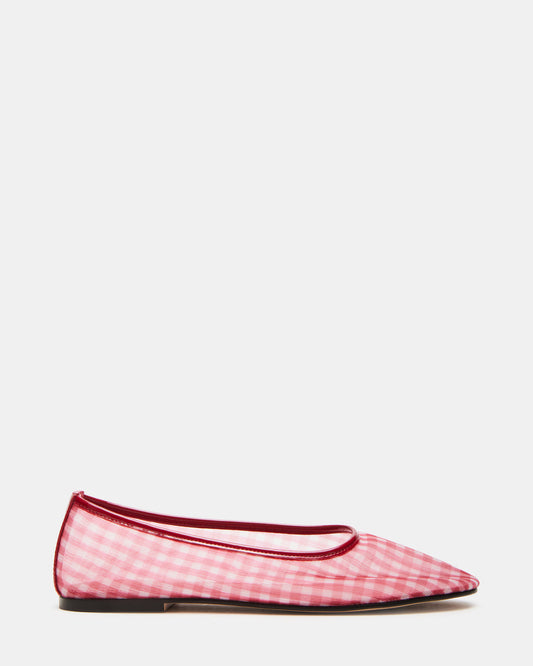 MEADOW Red Gingham Mesh Women's Ballet Flats Steve Madden RED GINGHAM