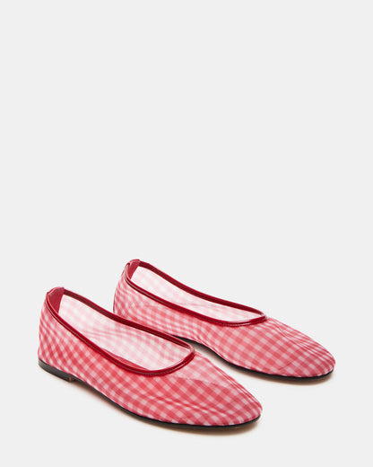 MEADOW Red Gingham Mesh Women's Ballet Flats Steve Madden RED GINGHAM