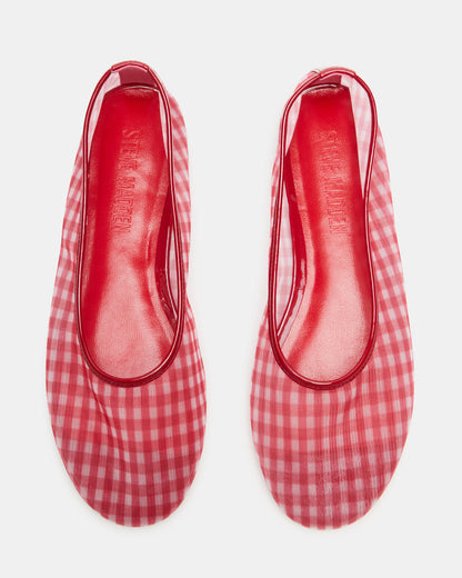 MEADOW Red Gingham Mesh Women's Ballet Flats Steve Madden RED GINGHAM