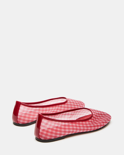 MEADOW Red Gingham Mesh Women's Ballet Flats Steve Madden RED GINGHAM