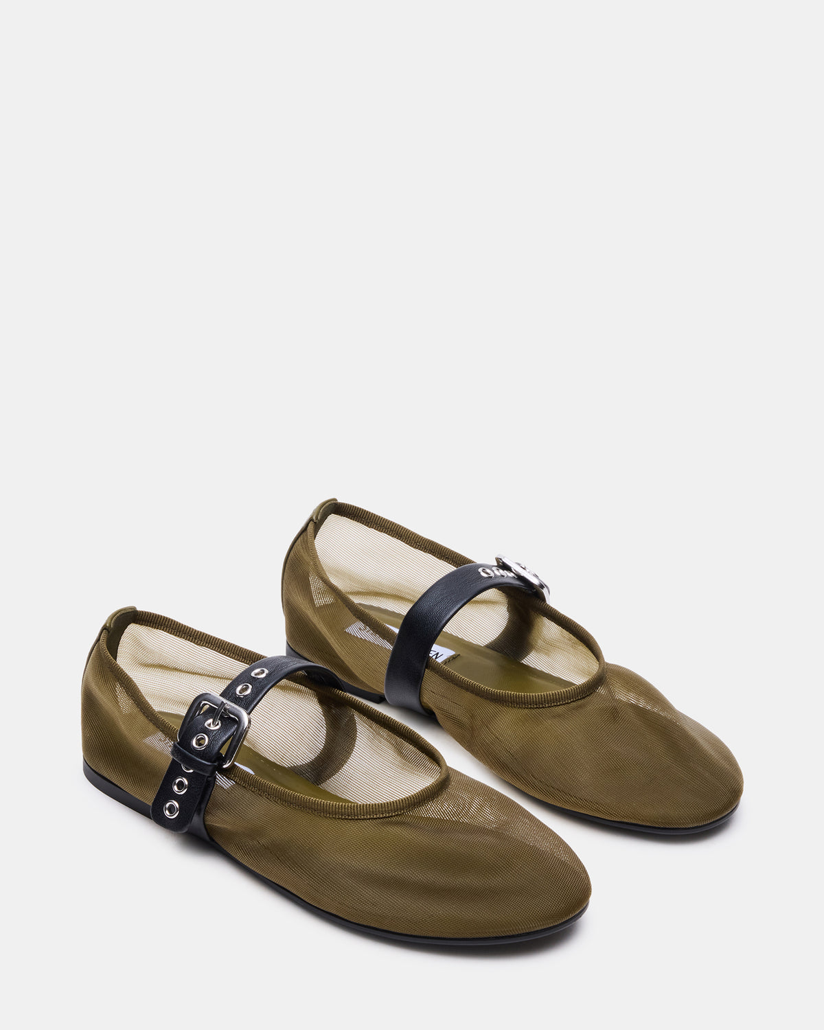 MITSY Olive/Black Mary Jane Mesh Ballet Women's Flat Steve Madden OLIVE/BLACK