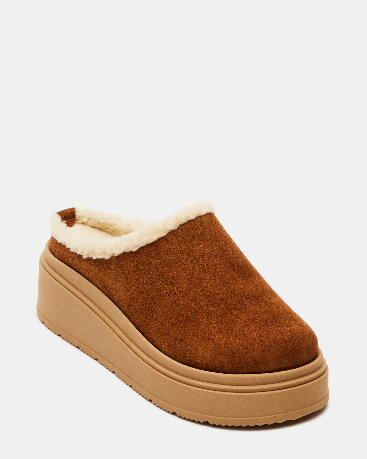 SMORES Tan Suede Faux Fur Slip-On | Women's Flats Steve Madden TAN SUEDE