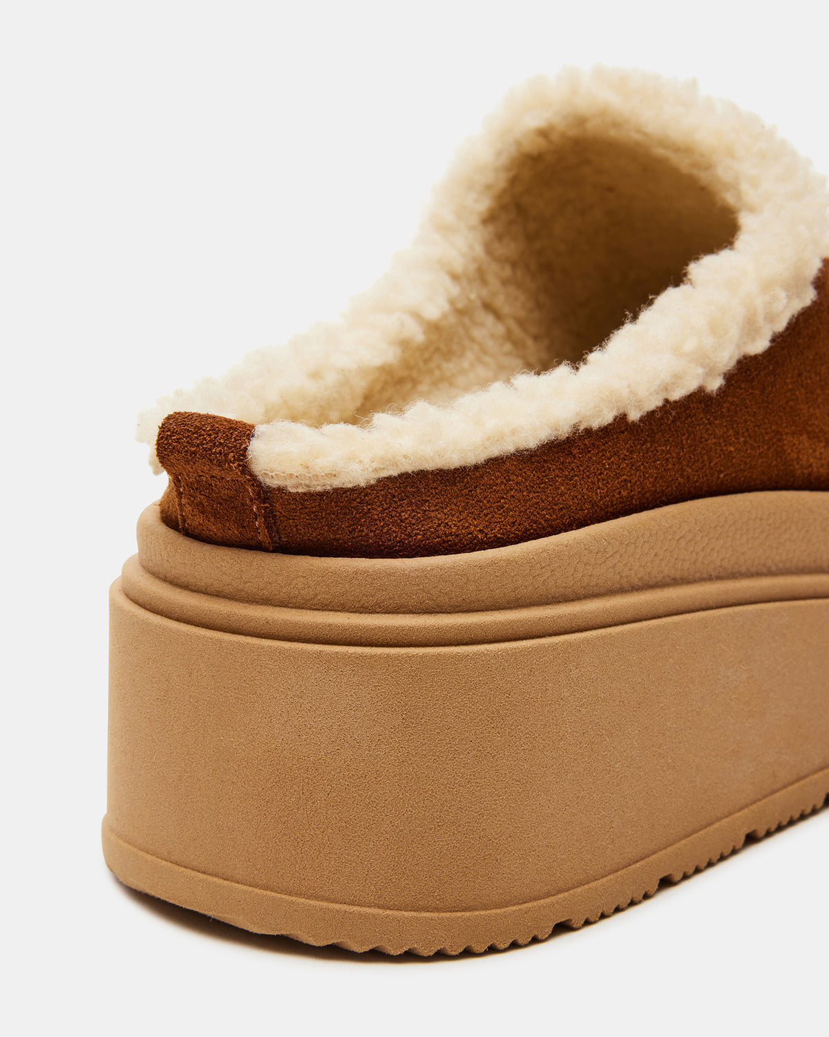 SMORES Tan Suede Faux Fur Slip-On | Women's Flats Steve Madden TAN SUEDE