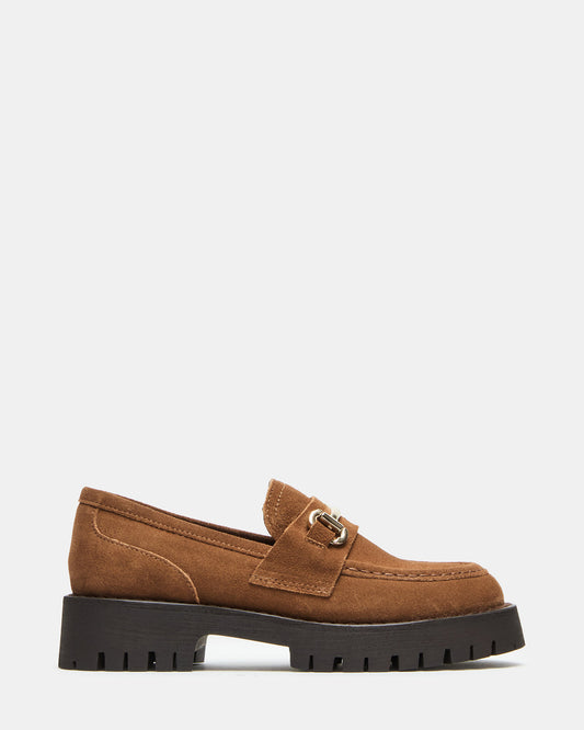 LANDO Cognac Suede Lug Women's Loafer Steve Madden COGNAC SUEDE
