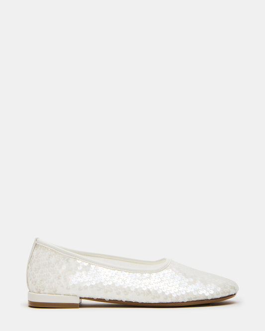 GARCELLE White Sequin Women's Ballet Flats Steve Madden WHITE