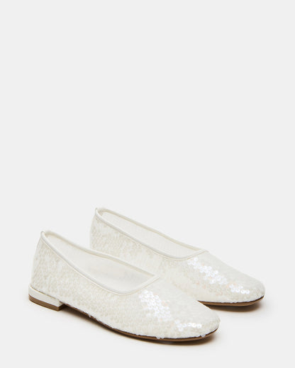 GARCELLE White Sequin Women's Ballet Flats Steve Madden WHITE