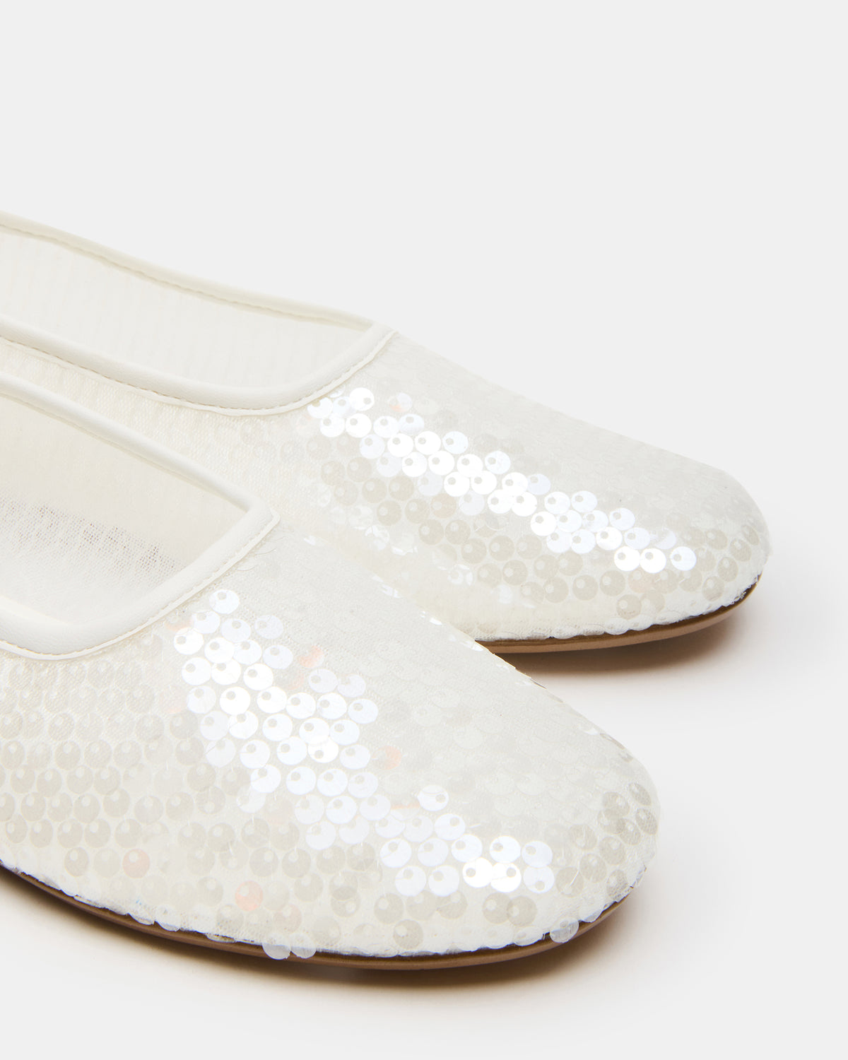 GARCELLE White Sequin Women's Ballet Flats Steve Madden WHITE