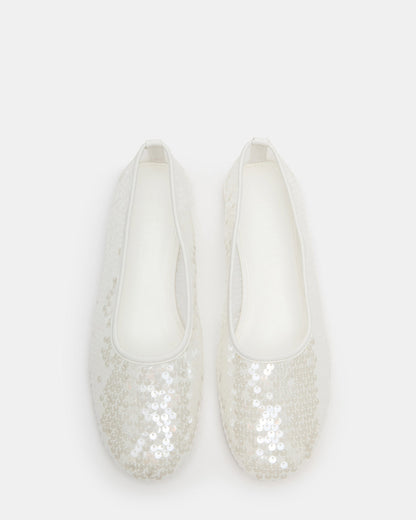 GARCELLE White Sequin Women's Ballet Flats Steve Madden WHITE
