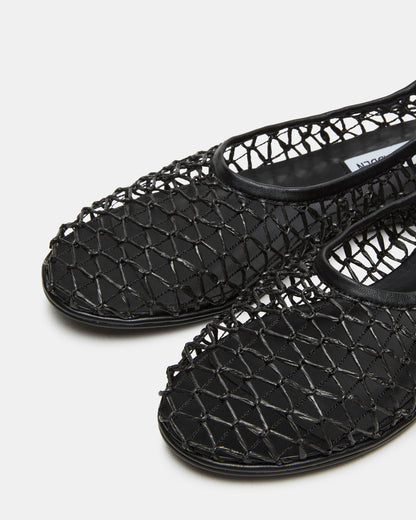AMBROSIA Black Women's Net Caged Ballet Flat Steve Madden BLACK
