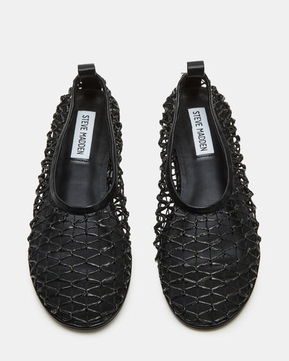 AMBROSIA Black Women's Net Caged Ballet Flat Steve Madden BLACK
