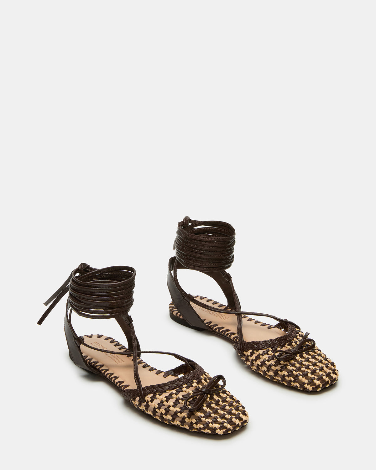 GOSSAMER Brown Leather Women's Woven Lace-Up Ballet Flat Steve Madden BROWN LEATHER