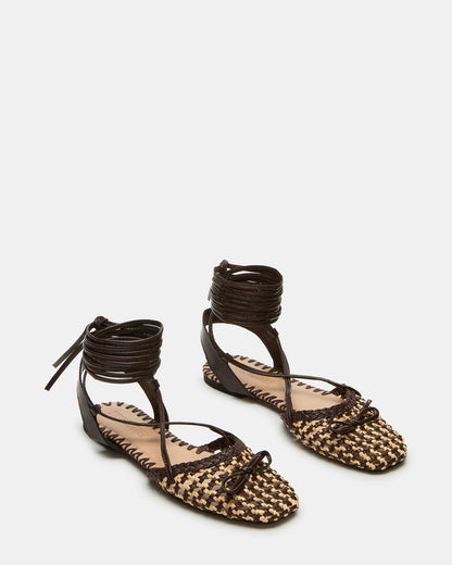 GOSSAMER Brown Leather Women's Woven Lace-Up Ballet Flat Steve Madden BROWN LEATHER