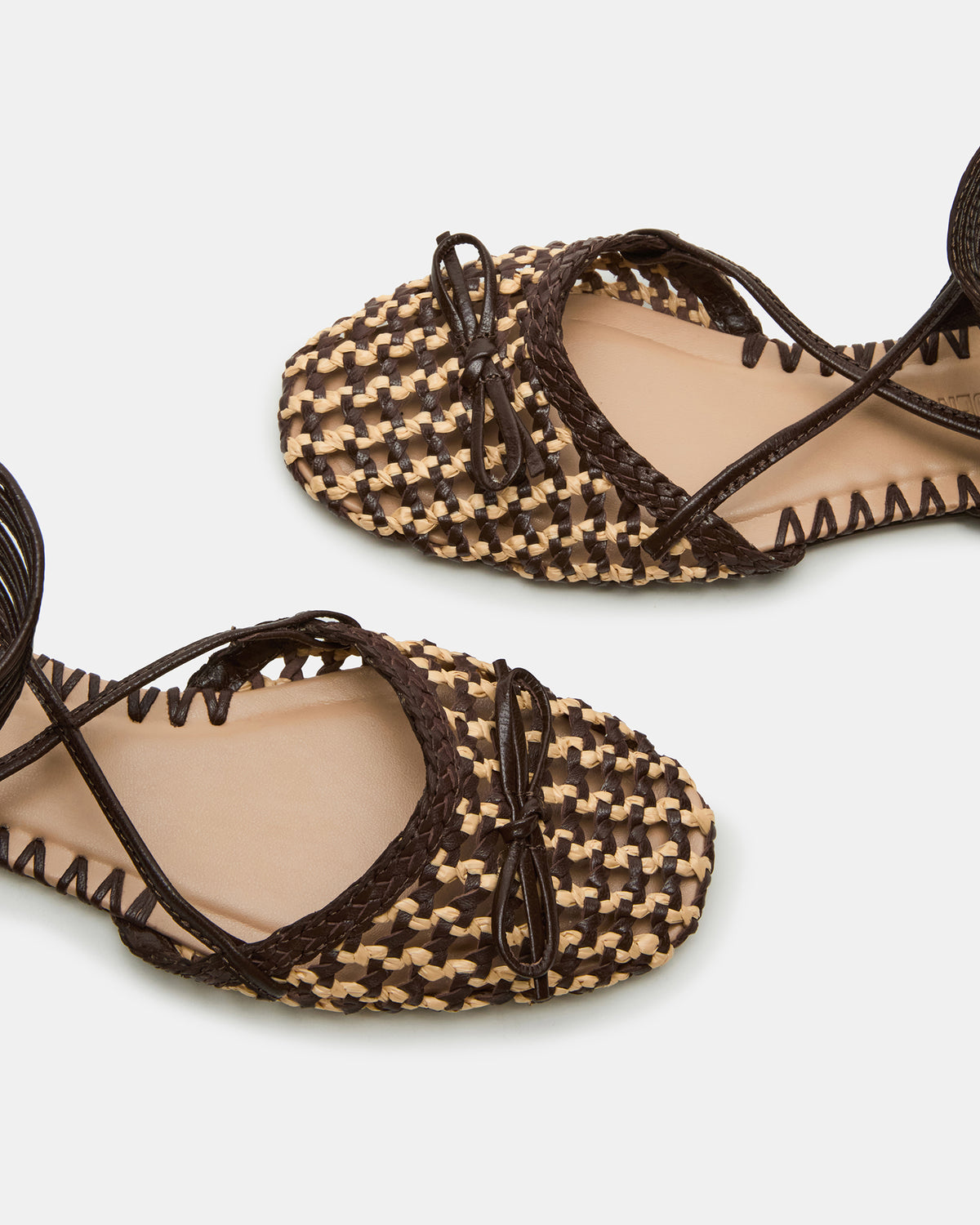GOSSAMER Brown Leather Women's Woven Lace-Up Ballet Flat Steve Madden BROWN LEATHER