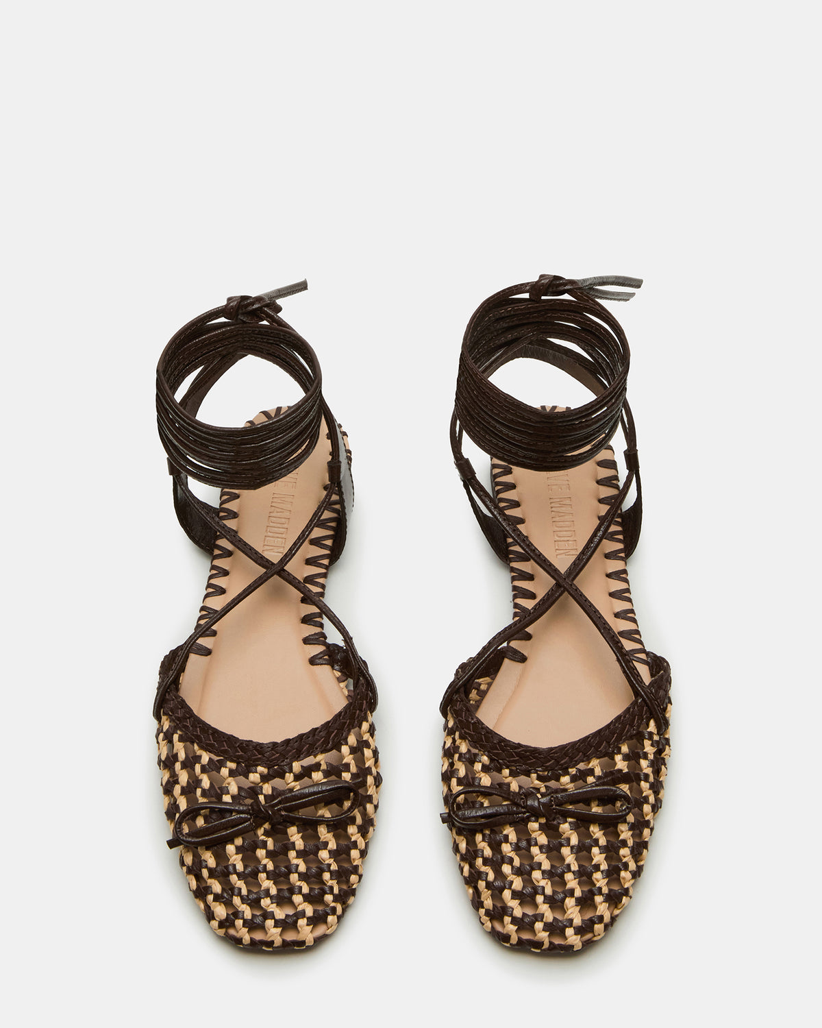 GOSSAMER Brown Leather Women's Woven Lace-Up Ballet Flat Steve Madden BROWN LEATHER