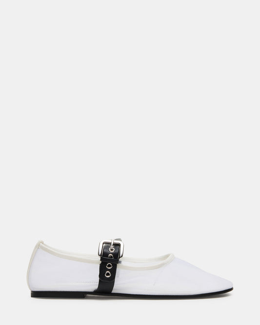 MITSY White/Black Mary Jane Mesh Ballet Women's Flat Steve Madden WHITE/BLACK