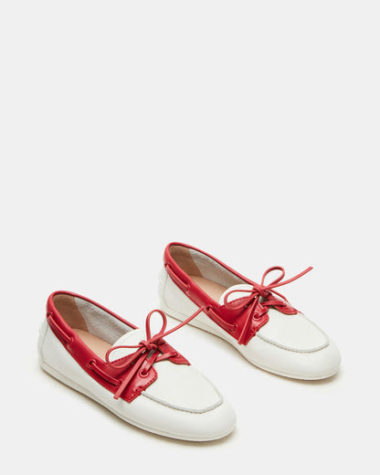 SAG Bone/Red Women's Boat Shoe Steve Madden BONE/RED