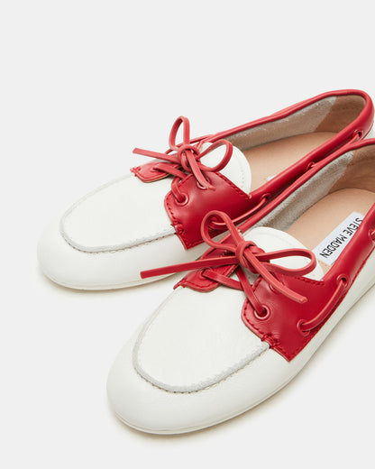 SAG Bone/Red Women's Boat Shoe Steve Madden BONE/RED