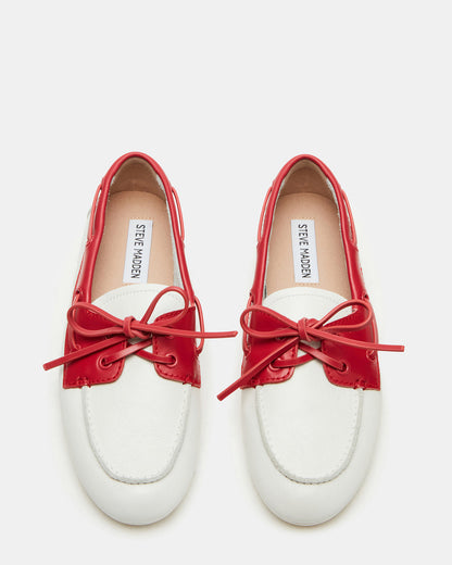 SAG Bone/Red Women's Boat Shoe Steve Madden BONE/RED