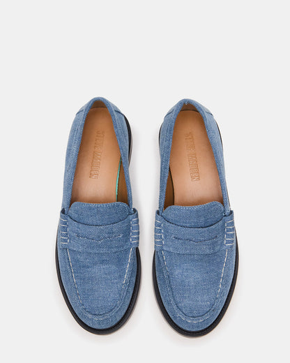 MADISON Denim Fabric Women's Penny Loafer Steve Madden DENIM FABRIC