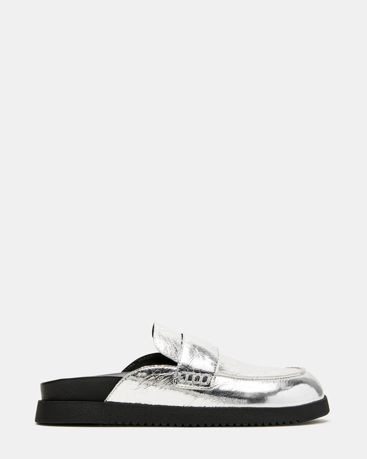 SKIPPER Silver Metallic Women's Slip-On Mule Steve Madden SILVER METALLIC
