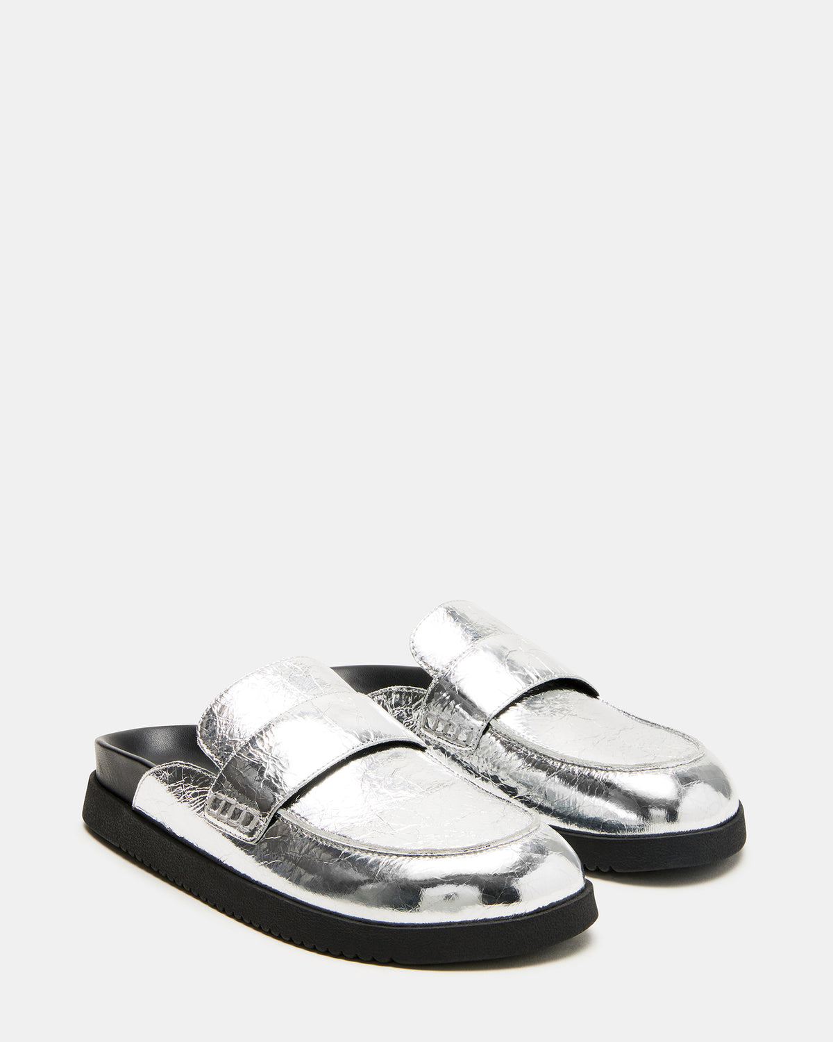 SKIPPER Silver Metallic Women's Slip-On Mule Steve Madden SILVER METALLIC