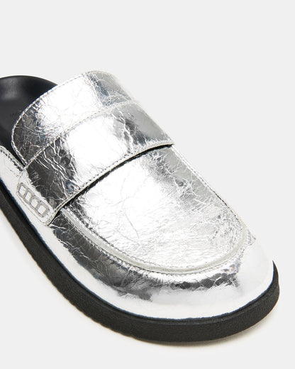 SKIPPER Silver Metallic Women's Slip-On Mule Steve Madden SILVER METALLIC