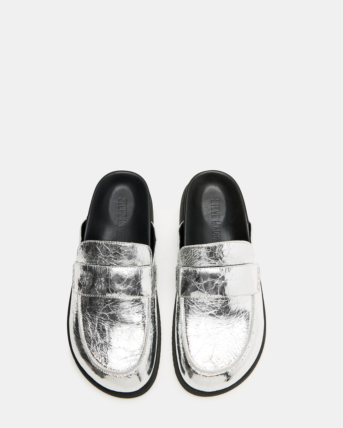 SKIPPER Silver Metallic Women's Slip-On Mule Steve Madden SILVER METALLIC