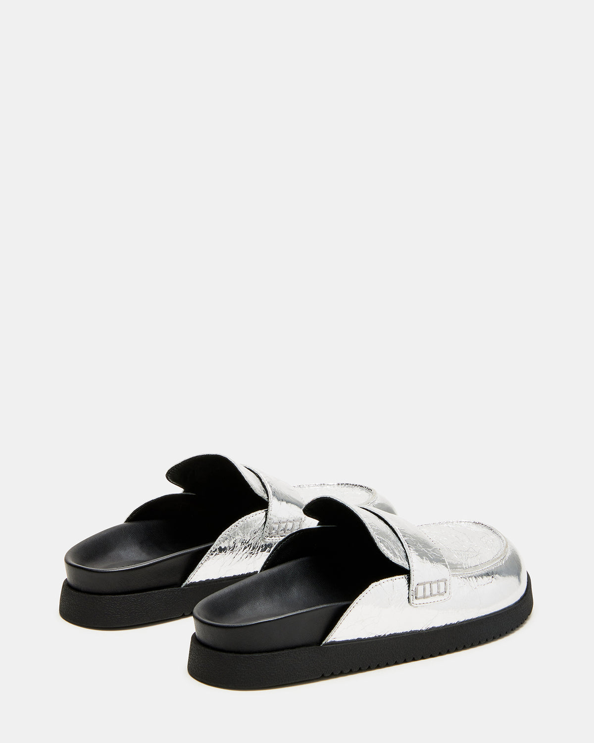SKIPPER Silver Metallic Women's Slip-On Mule Steve Madden SILVER METALLIC