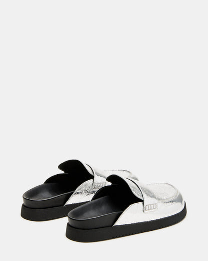 SKIPPER Silver Metallic Women's Slip-On Mule Steve Madden SILVER METALLIC
