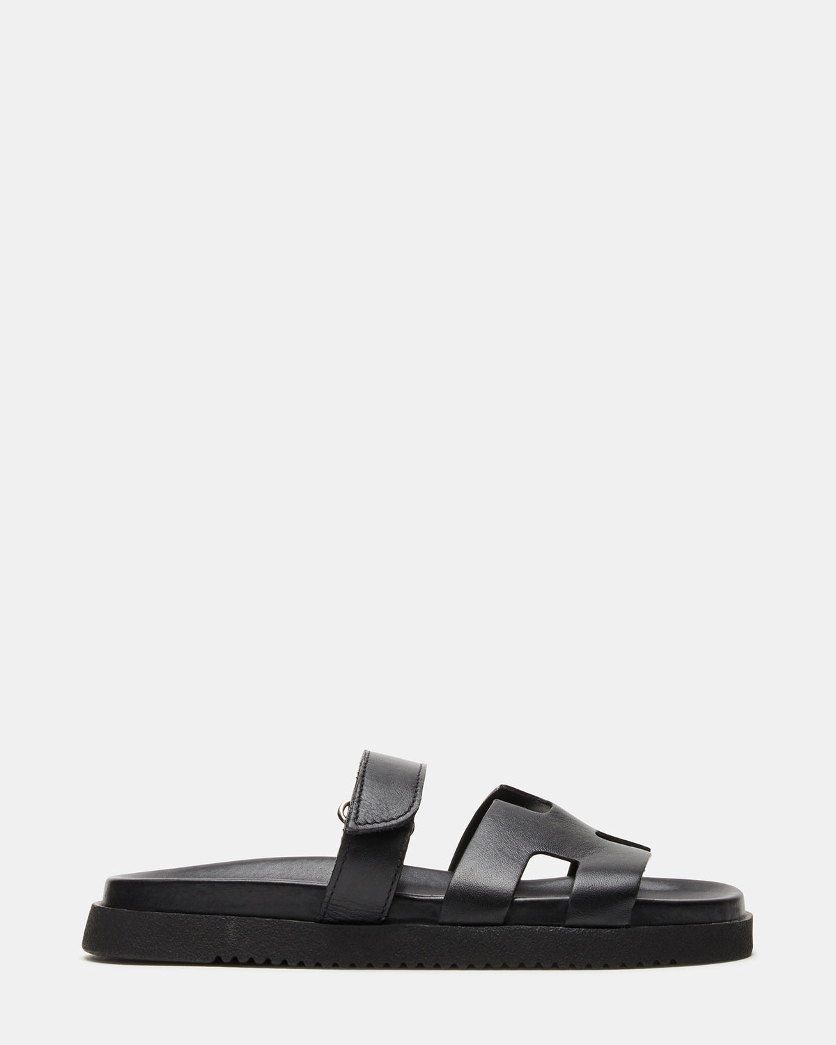 MAYVEN Black Leather Flatform Slide Women's Sandal Steve Madden BLACK LEATHER