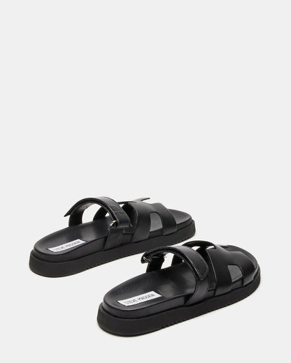 MAYVEN Black Leather Flatform Slide Women's Sandal Steve Madden BLACK LEATHER